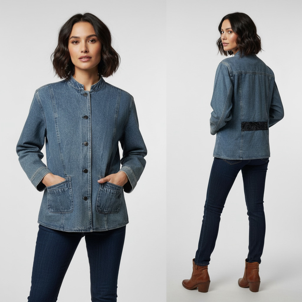 J.JILL Out Of The Blue Vintage Boxy Jean Cotton Denim Button Jacket Size Small